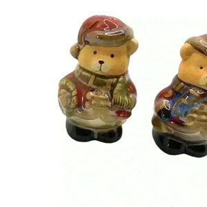 Winter bear salt and pepper shakers 3 inches tall